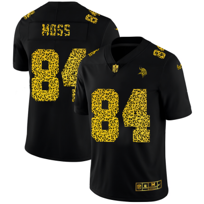 Minnesota Minnesota Vikings #84 Randy Moss Men's Nike Leopard Print Fashion Vapor Limited NFL Jersey Black Men's